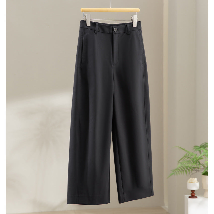 Women High-Waisted Wide Suit Trousers with Crease and Straight Leg Mune Fashion