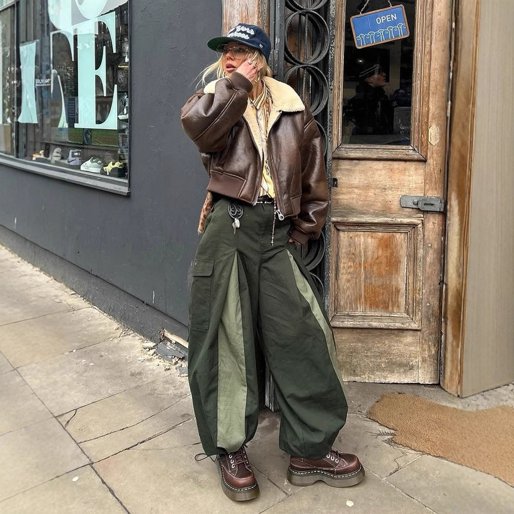 Ladies short cut pilot jacket with teddy lining and oversized sleeves Mune Fashion