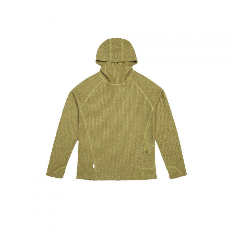 Unisex Textured Hoodie in Boxy Cut made of Waffle Knit with Raglan Sleeves and Patch Pocket Mune Fashion