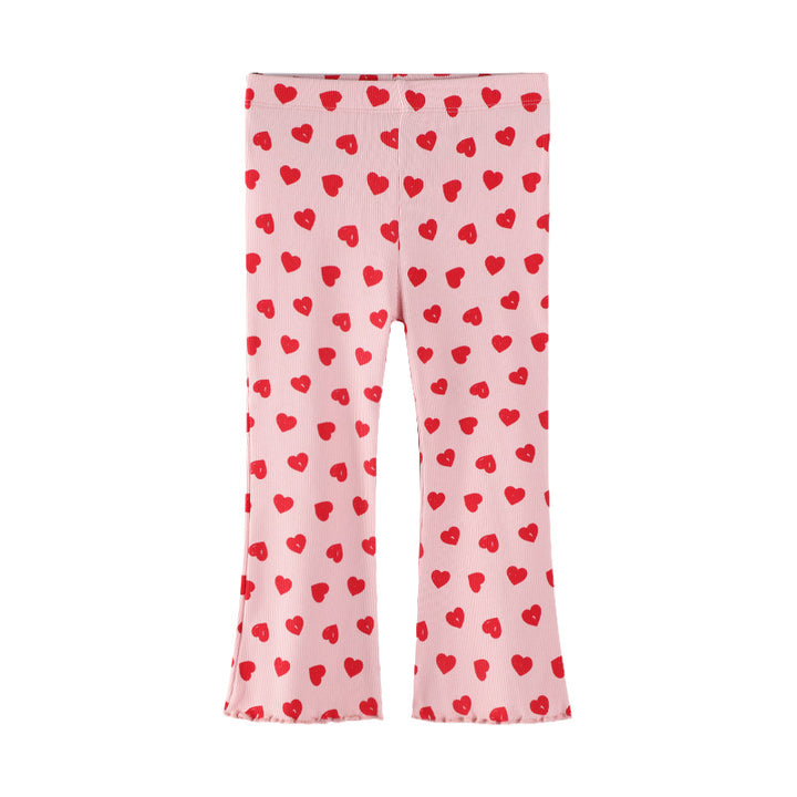 Girl's bell-bottom leggings with cheerful heart design Mune Fashion