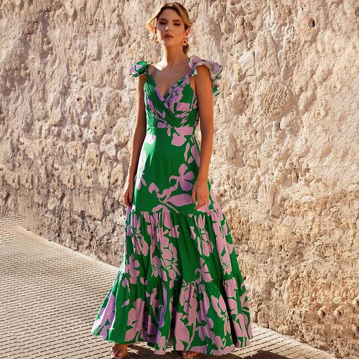 Women's One-Piece Swimsuit with Voluminous Ruffles and Floral Design Mune Fashion