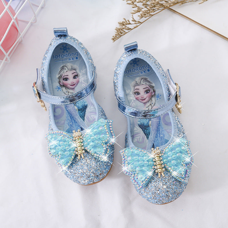 Girls Glittering Ballerinas with Bow Applications Mune Fashion