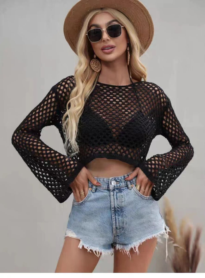 Ladies mesh top with wide-cut sleeves Mune Fashion