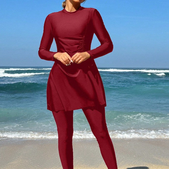 Women's Sporty Beach Outfit with Bodycon Dress and Long Leggings Mune Fashion