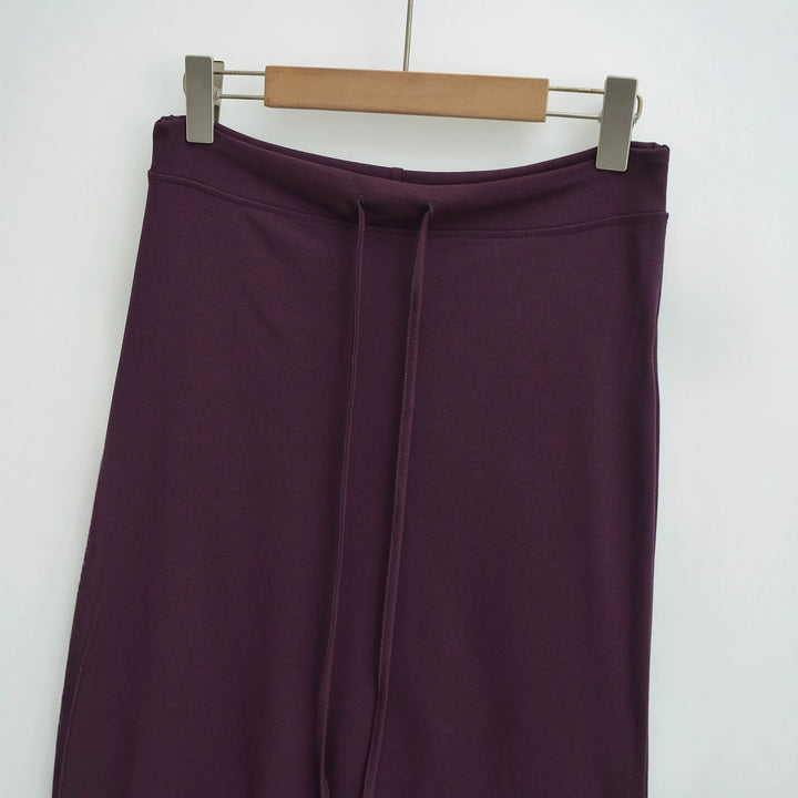 Women Jersey Midi Skirt with High Waist, Drawstring and A-Line Cut Mune Fashion
