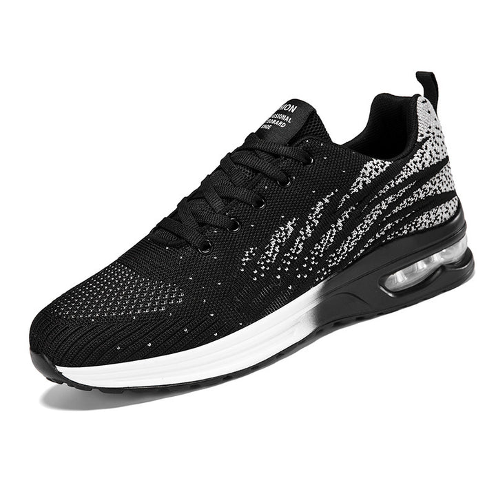 Unisex nan breathable knit trainer with visible hollow chamber heel cushioning, contoured comfort insole, and slip-resistant outsole Mune Fashion
