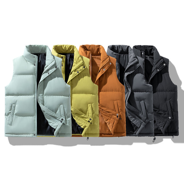 Men's Insulated Outdoor Padded Vest with High Collar, 2-Way Zipper & Concealed Side Pockets Mune Fashion