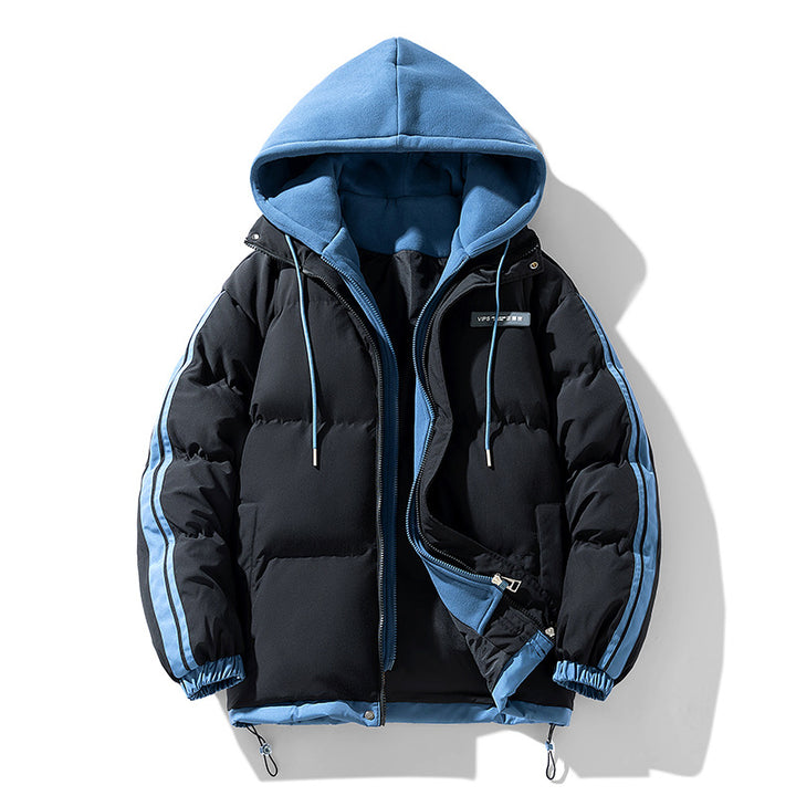 Men's nano padded parka hybrid with internal hoodie, side stripes and two-way zipper Mune Fashion