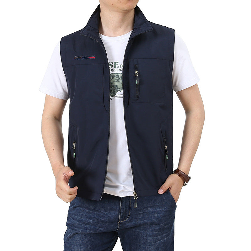 Men's Softshell Utility Vest with Stand-Up Collar and Multi-Pockets Mune Fashion