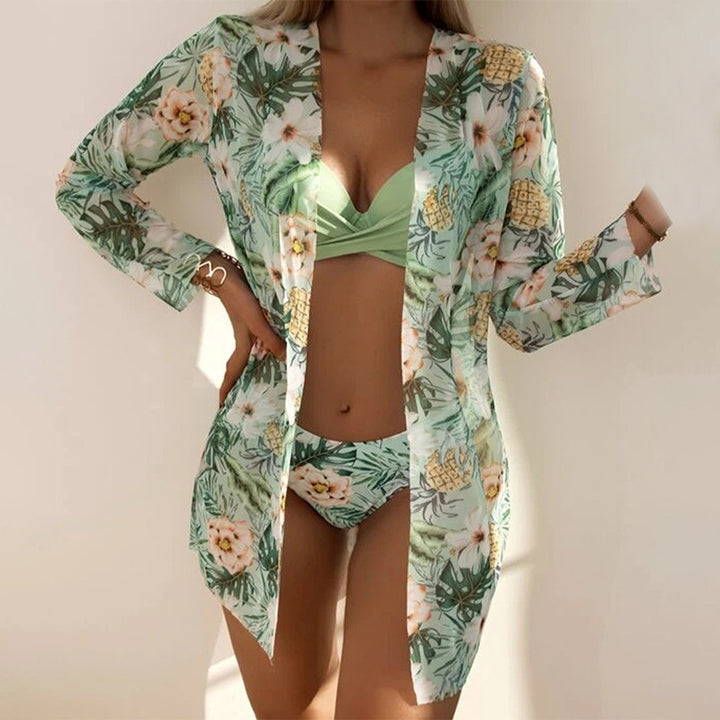 Women's triangle bikini set with sophisticated bustier top and high-cut bottom Mune Fashion