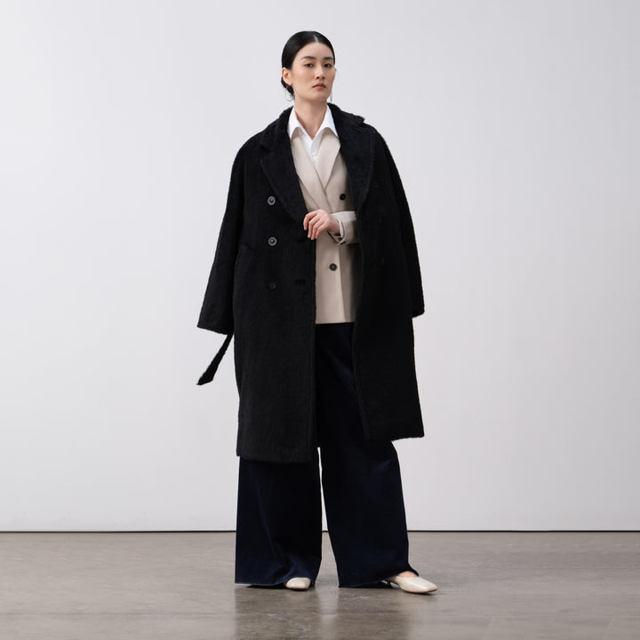 Women's Luxurious Double-Breasted Fleece Coat Mune Fashion
