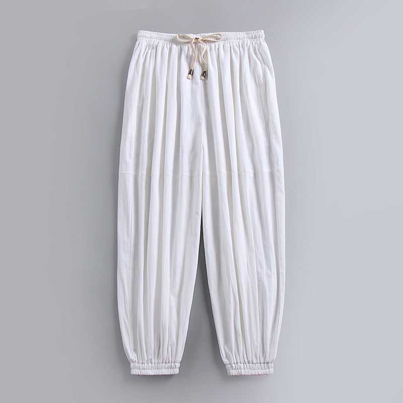 Women's Airy Harem Pants with Drawstring Waist and Elastic Ankle Cuffs Mune Fashion