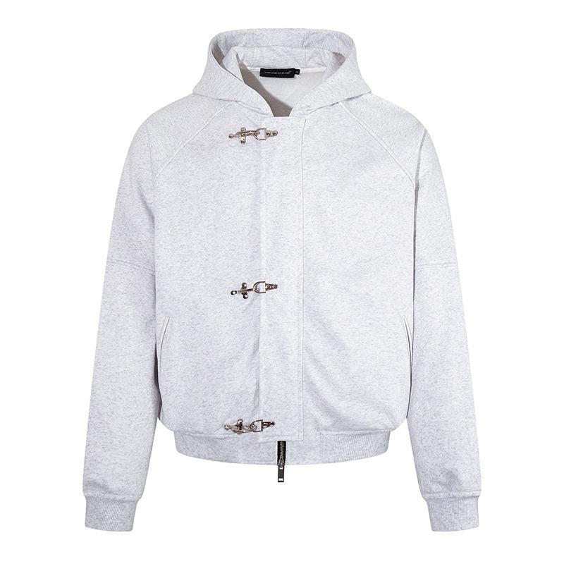 Women's hooded sweatshirt jacket in bomber style with carabiner buckle closure Mune Fashion