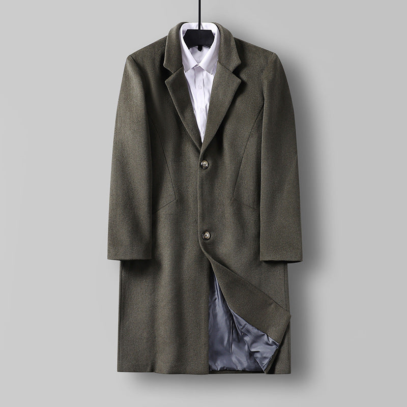 Men's mid-length single-breasted wool coat with narrow lapels and two buttons Mune Fashion