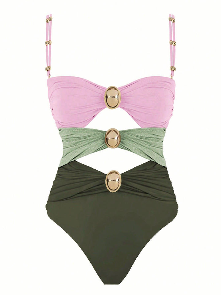 Women One-Piece Swimsuit with Stylish Ruffle Sleeves Mune Fashion