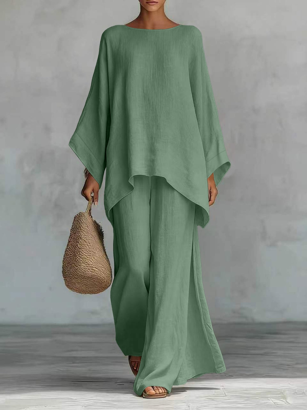 Women Casual Oversized Kaftan Top with Wide Palazzo Pants Mune Fashion