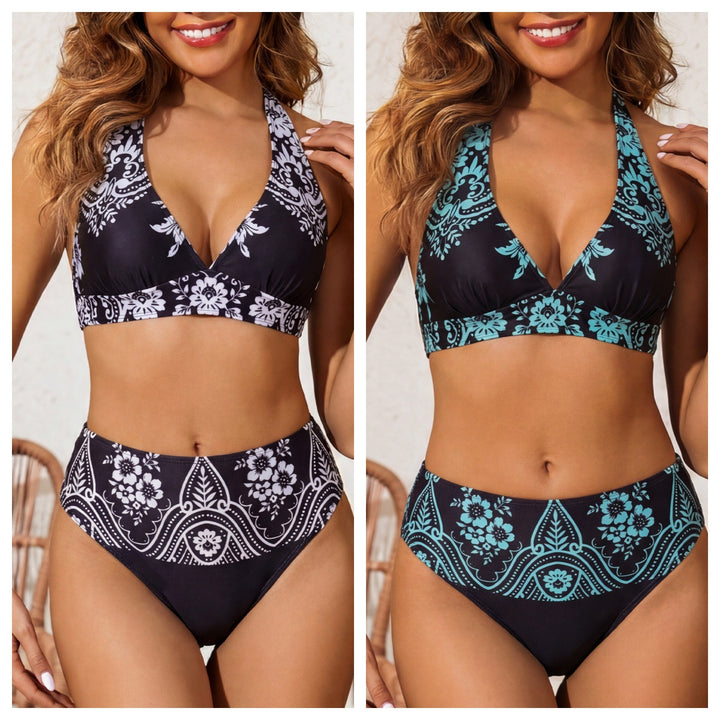 Women's High-Cut Bikini with Floral Pattern Mune Fashion