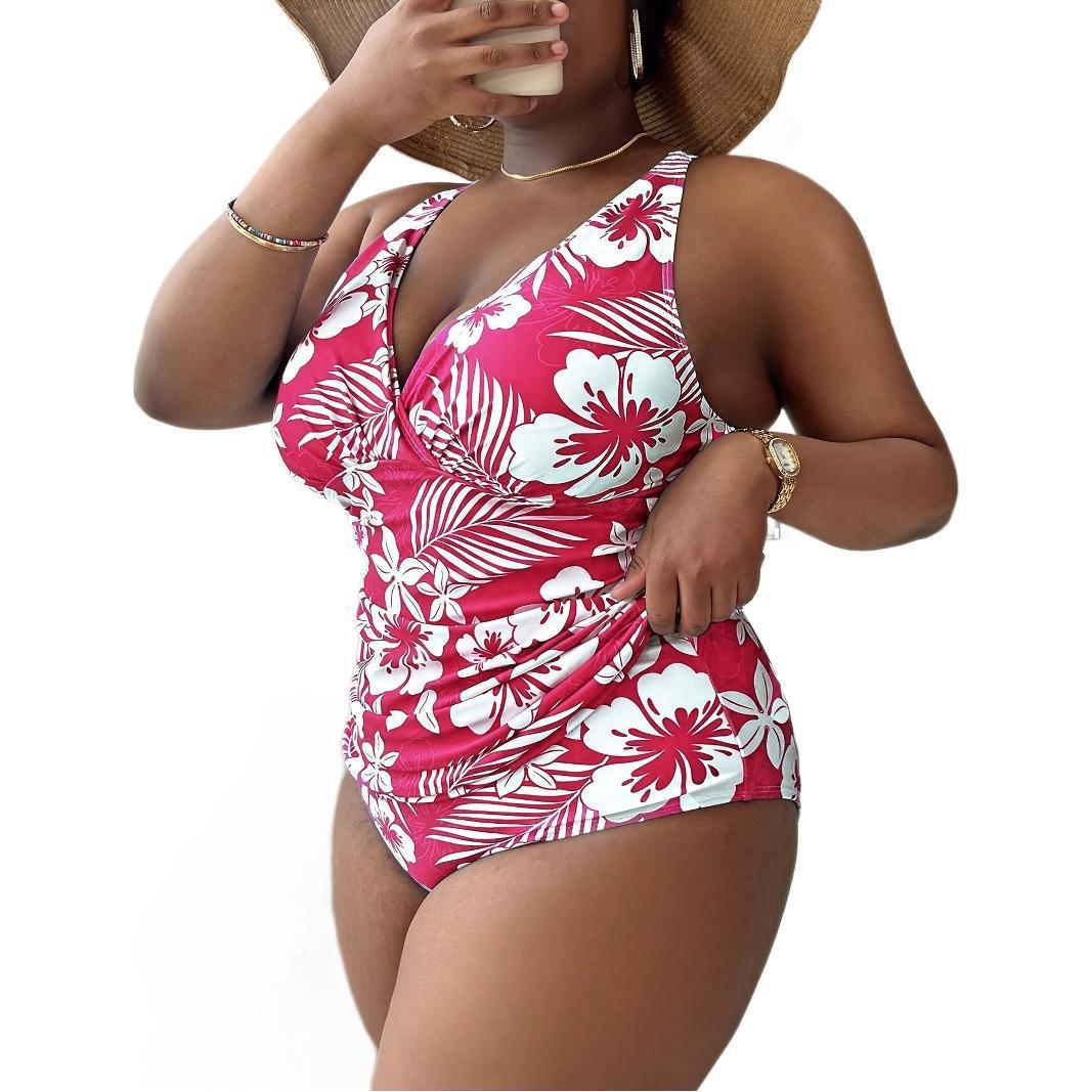 Women Elegant One-Piece Swimsuit with Floral Wrap Design Mune Fashion