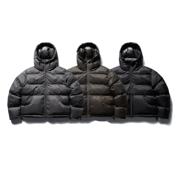 Unisex Short Boxy Puffer Jacket with Volume Hood, Water-Repellent Shell and Thermal Down Filling Mune Fashion