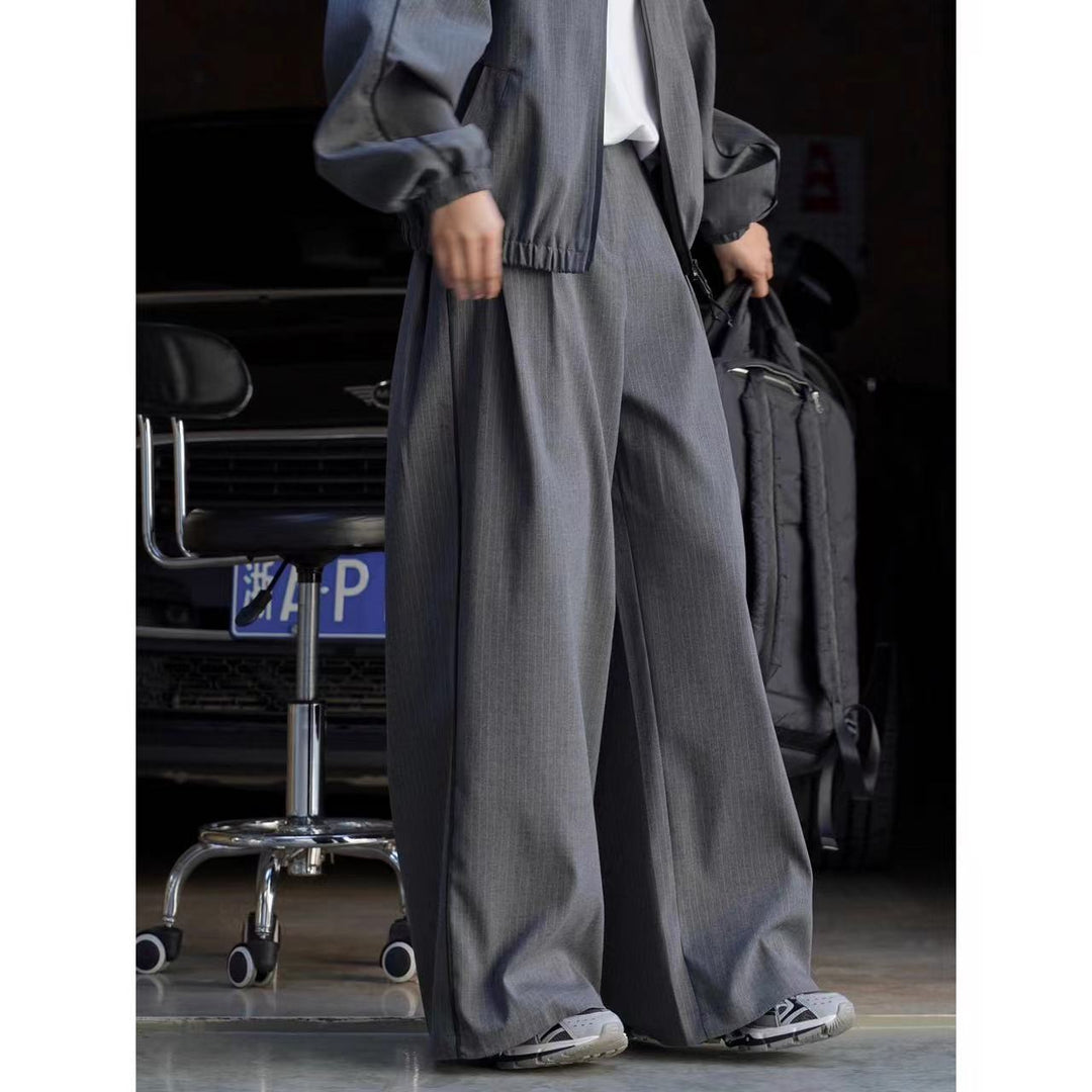 Women wide pinstripe trousers with high waistband and wide leg Mune Fashion