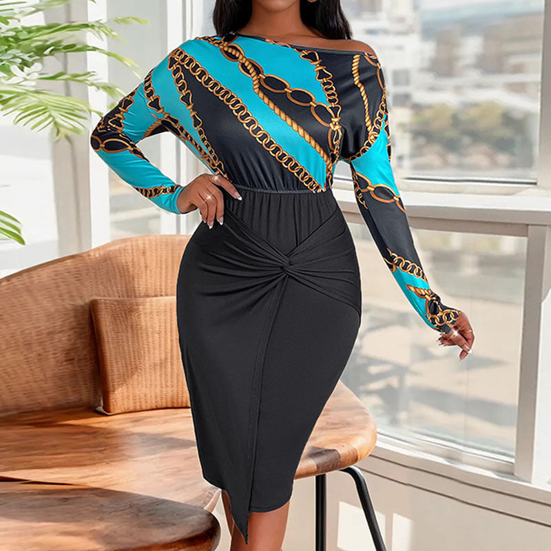 Ladies Elegant Knee-Length Dress with Draping Details Mune Fashion
