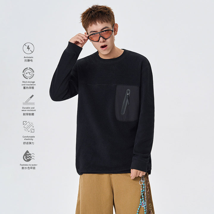 Damen Fleecepullover mit Brustreißverschluss-Tasche und Rundhalsausschnitt Mune Fashion