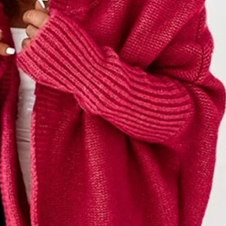 Women's Longline Hooded Knit Cardigan with Open Front Mune Fashion