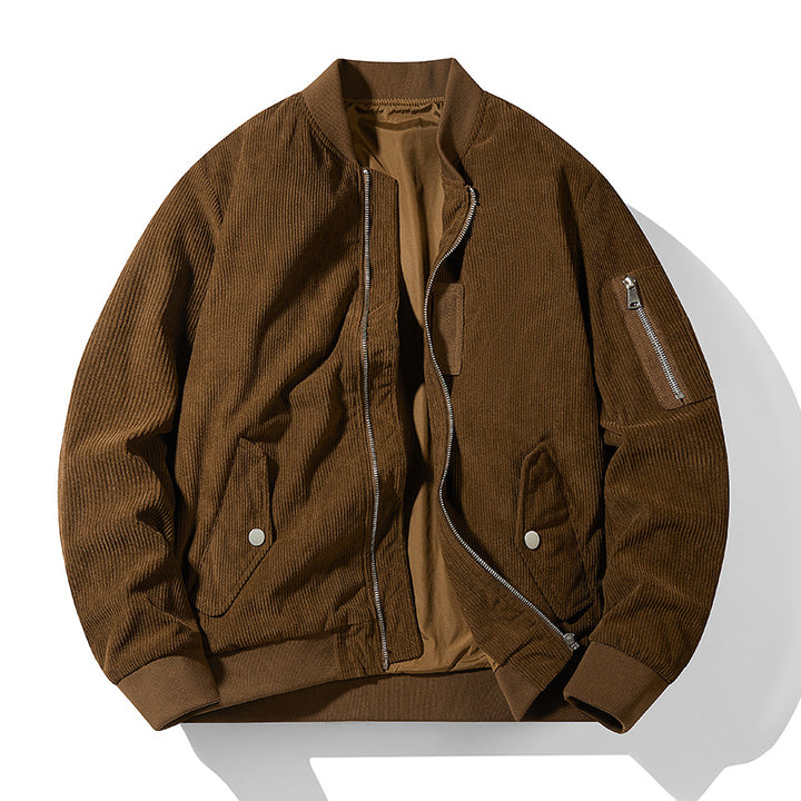 Men's Sporty Bomber Jacket with Zipper and Practical Pockets Mune Fashion
