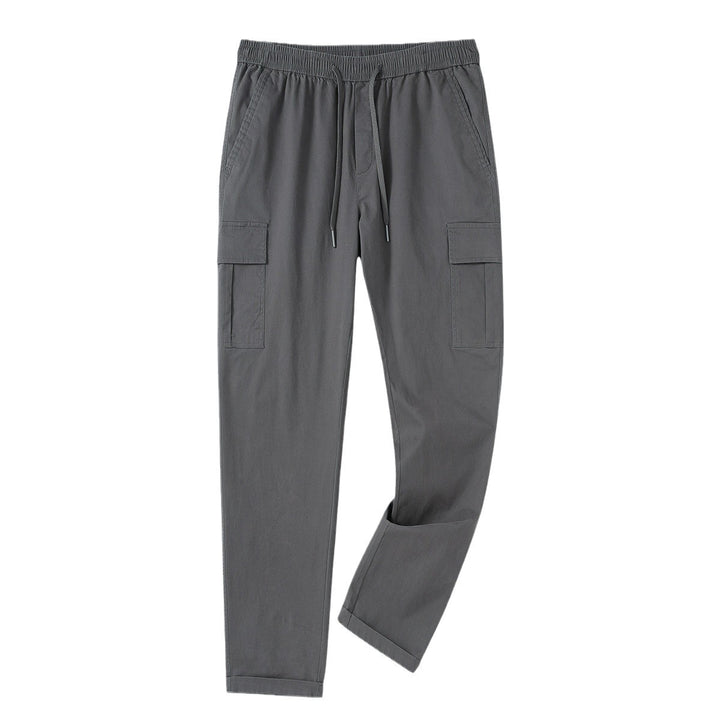 Men's Cargo Jogging Pants with Elastic Waistband, Drawstring, and Flap Pockets Mune Fashion