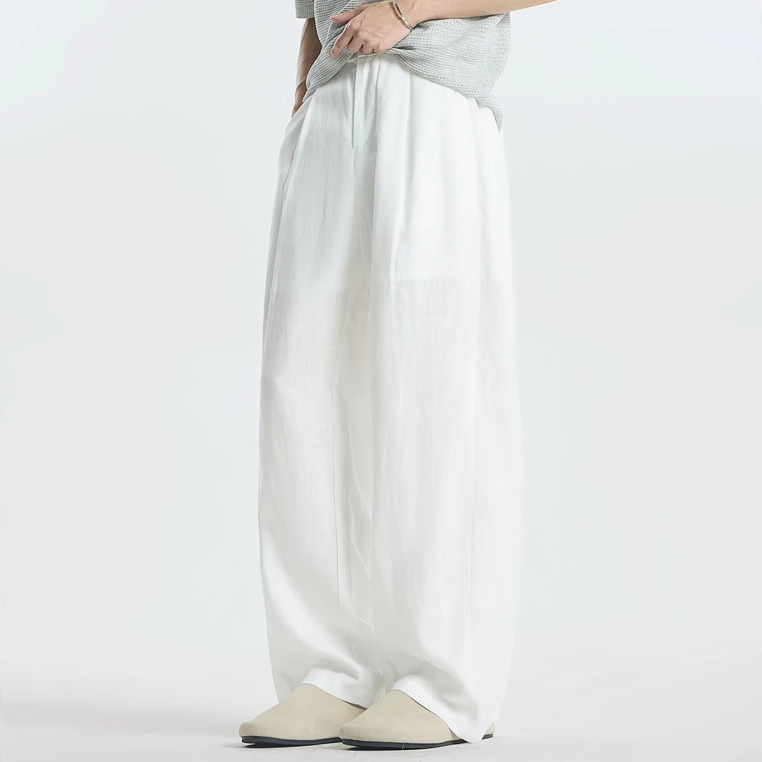 Women's Wide-Cut Linen Pants with Side Pockets Mune Fashion