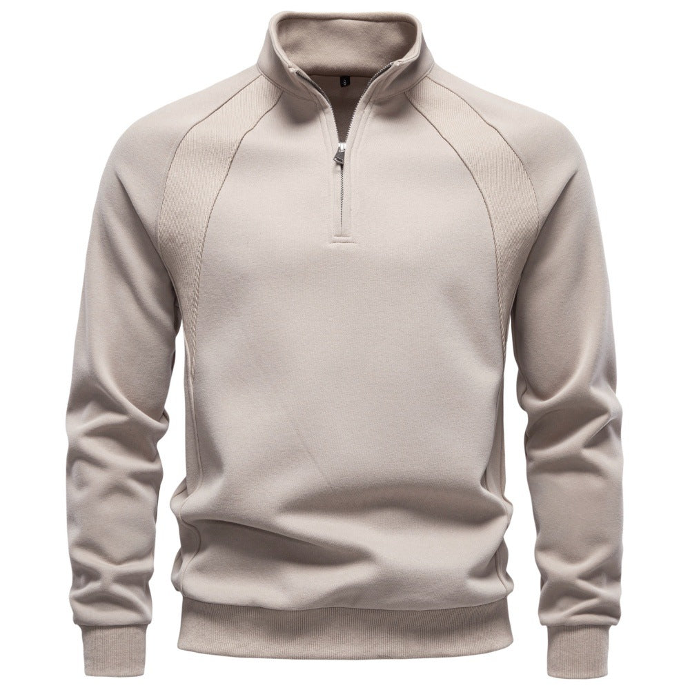 Men's Troyer fleece pullover with stand-up collar and half zipper Mune Fashion