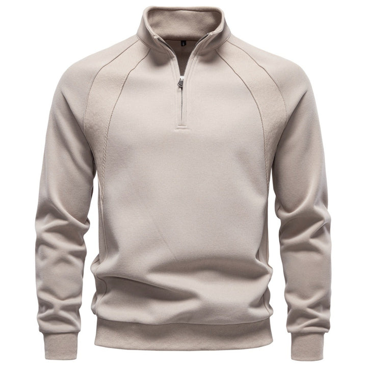 Men's Troyer fleece pullover with stand-up collar and half zipper Mune Fashion
