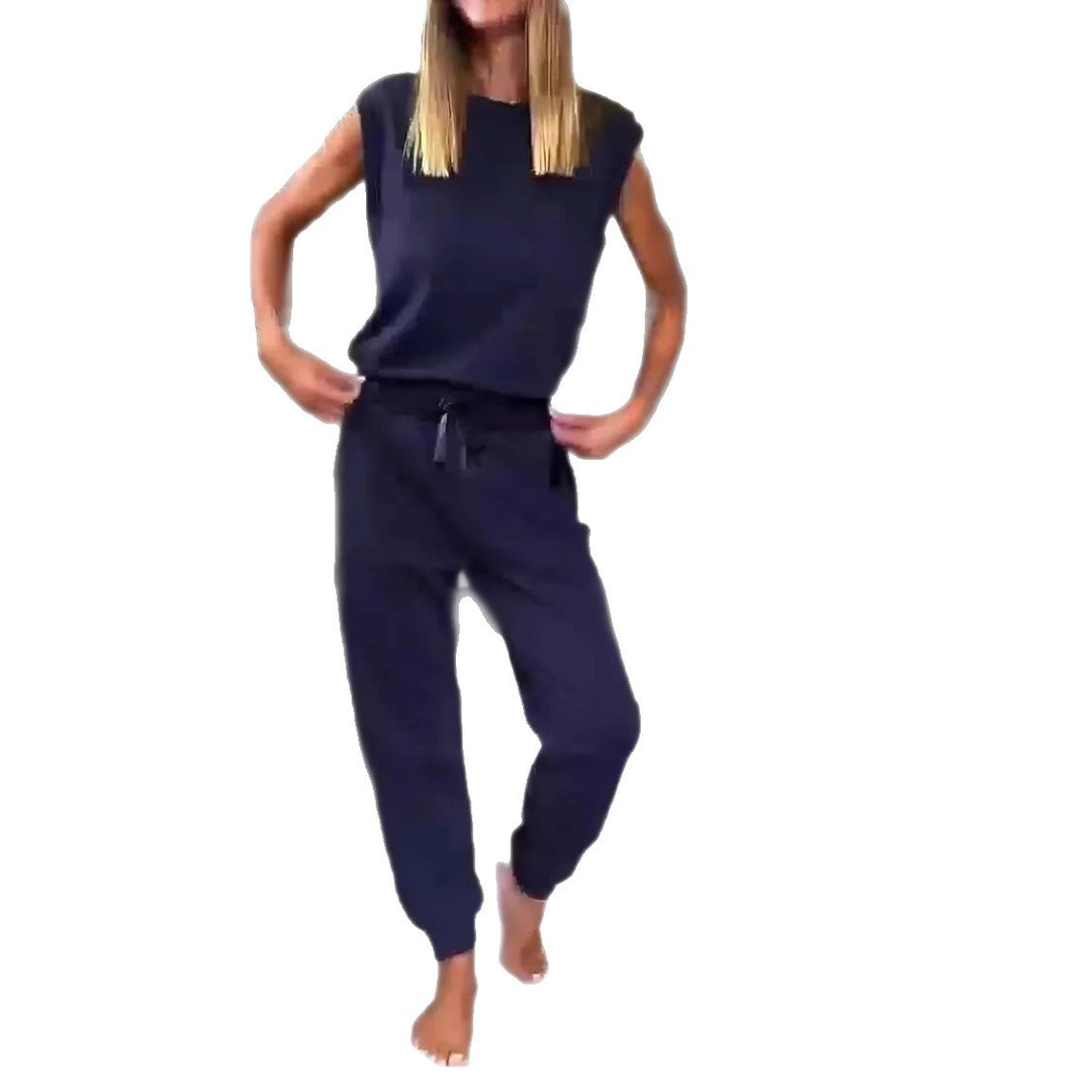 Women's urban jersey two-piece set with dropped shoulder and high-cut cord jog pant Mune Fashion