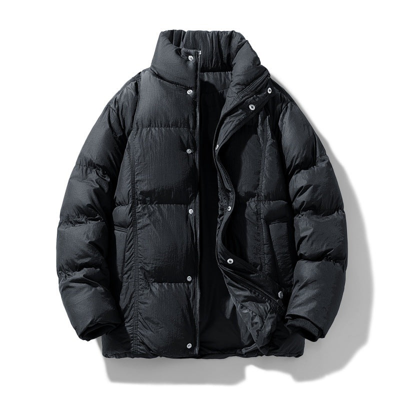 Men's quilted thermally insulated winter jacket with high stand-up collar and concealed snap button placket Mune Fashion