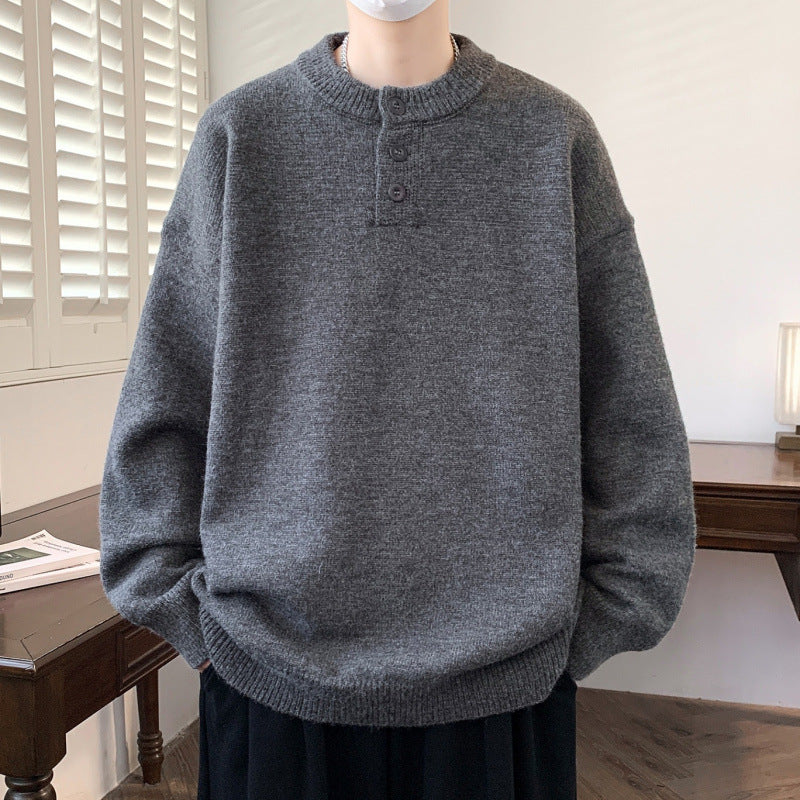 Men's Comfortable Knit Sweater with Button Placket Mune Fashion 1787799372