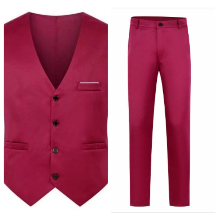 Men's elegant satin vest with V-neck and slim-fit suit trousers Mune Fashion