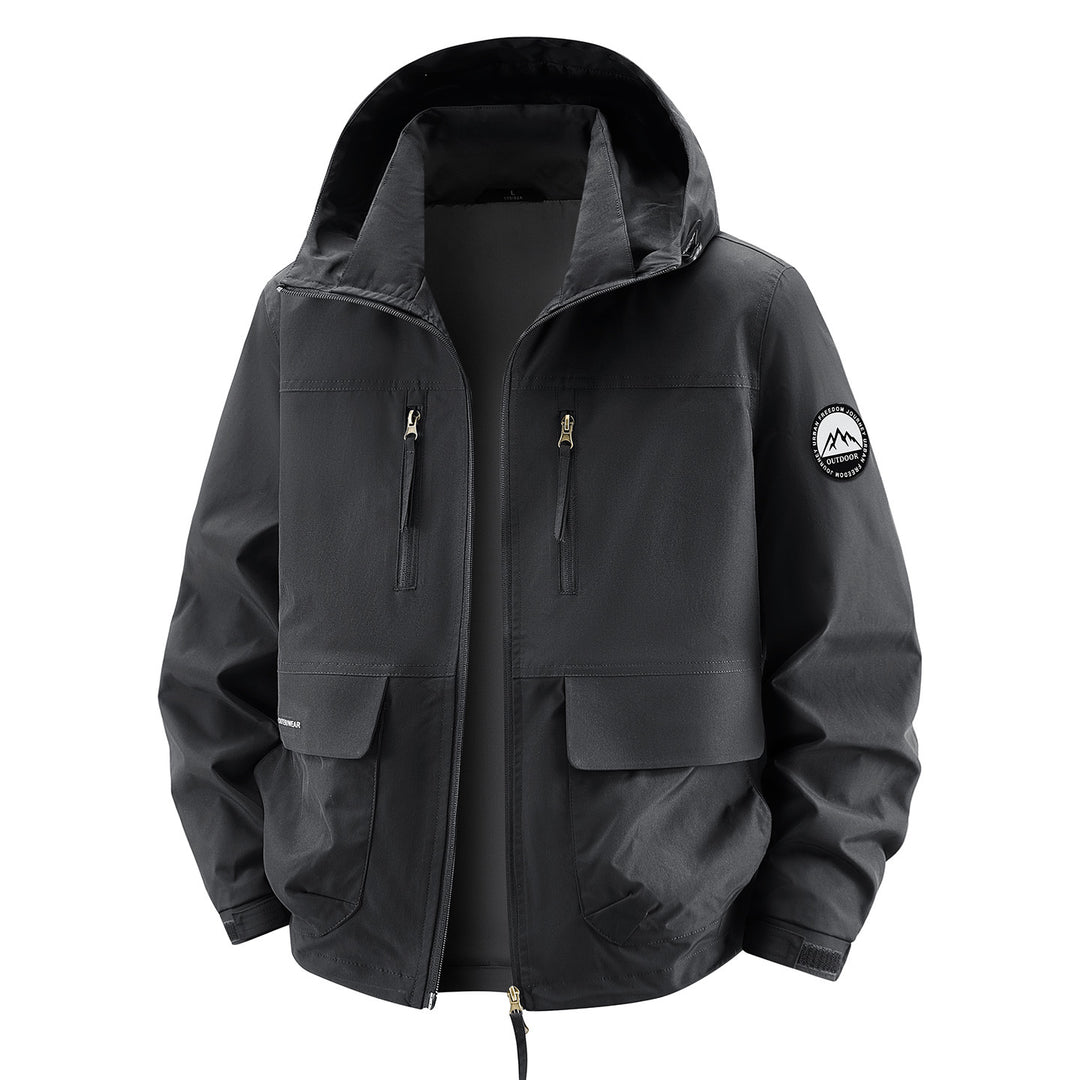 Men's Technical Hooded Field Jacket with Water-Repellent Membrane and Multiple Pockets Mune Fashion
