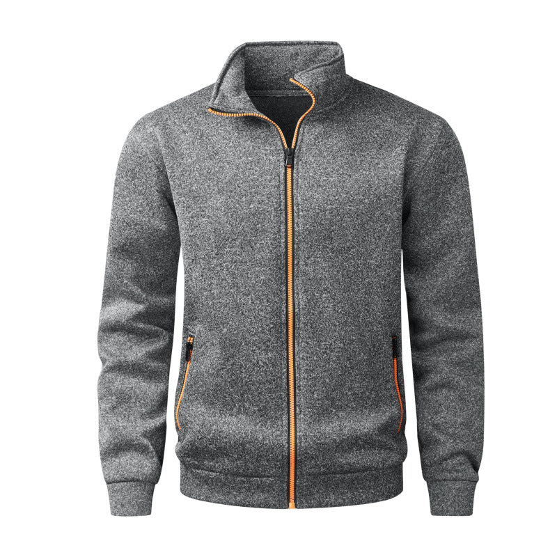 Men's fleece cardigan with full zip, stand collar & neon contrast details Mune Fashion