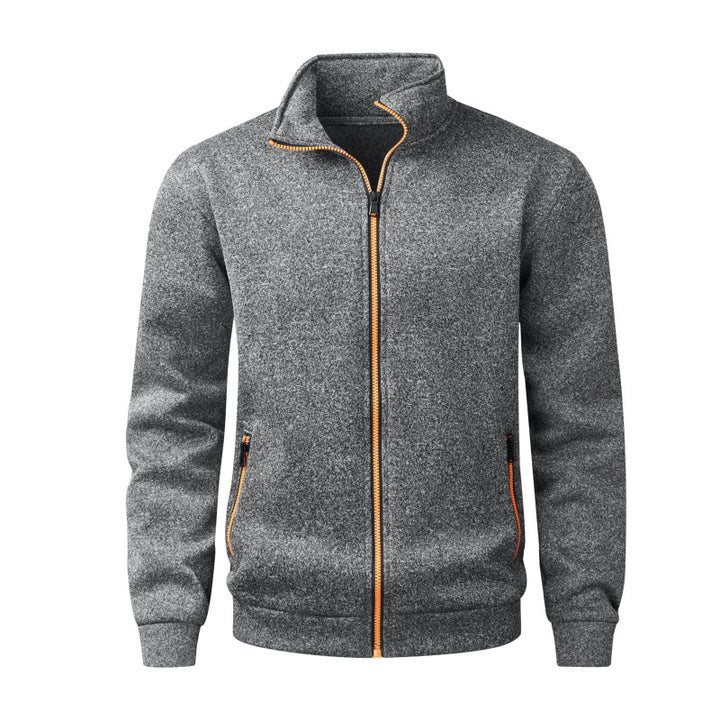 Men's fleece cardigan with full zip, stand collar & neon contrast details Mune Fashion