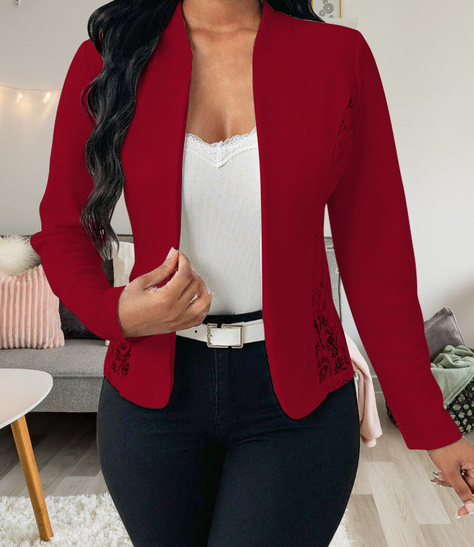 Women's Elegant Blazer Jacket with Lace Accents Mune