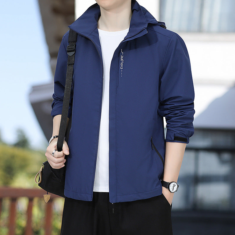 Men's Lightweight Hooded Windbreaker with Full-Zip and Concealed Pockets Mune Fashion