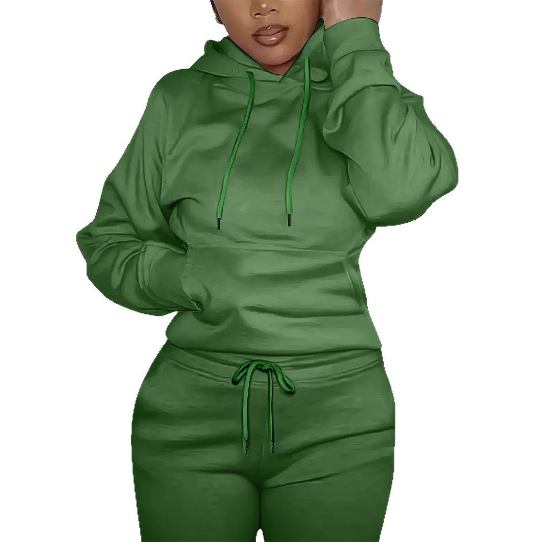 Women’s form-fitting hoodie and pencil skirt set with kangaroo pocket and drawstring Mune Fashion