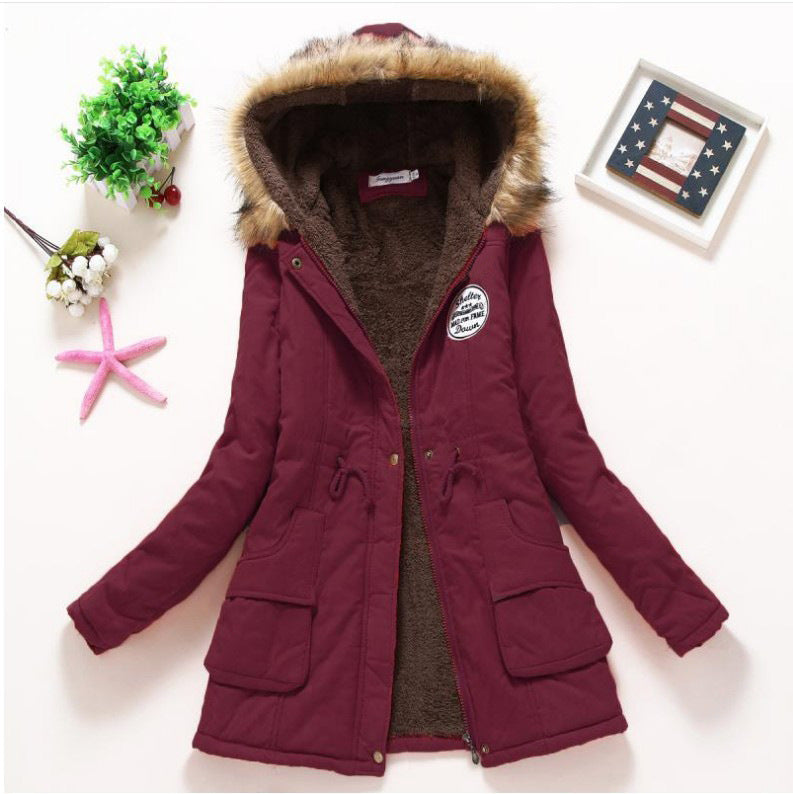Women's high-warming winter parka with teddy lining, drawstring and faux fur trim Mune Fashion