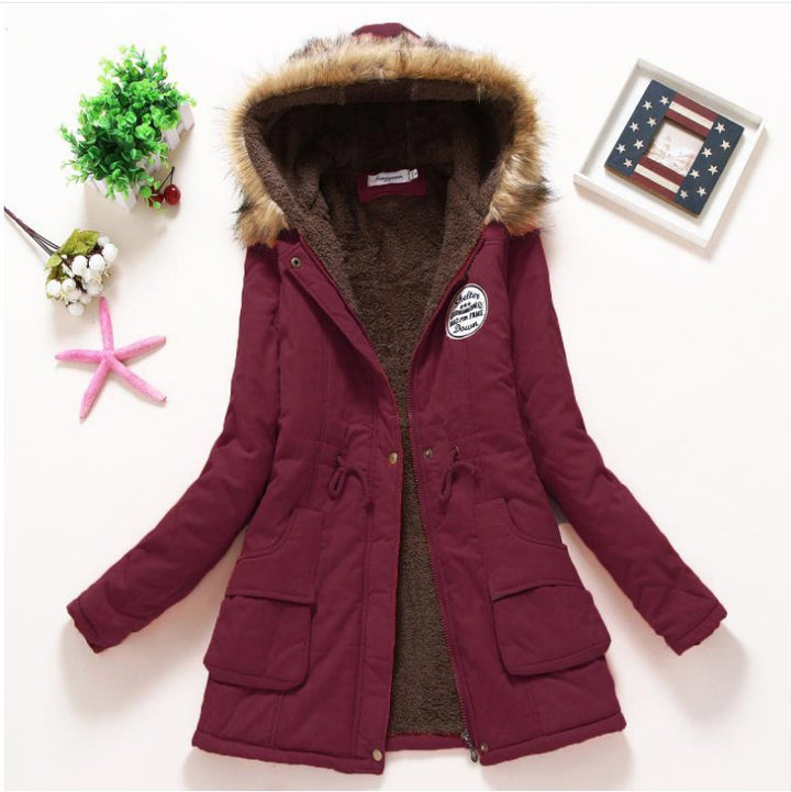 Women's high-warming winter parka with teddy lining, drawstring and faux fur trim Mune Fashion