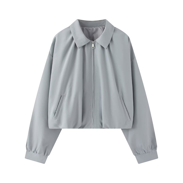 Women's short jacket in cropped bomber style with Kent collar, softshell look and elastic cuffs Mune Fashion