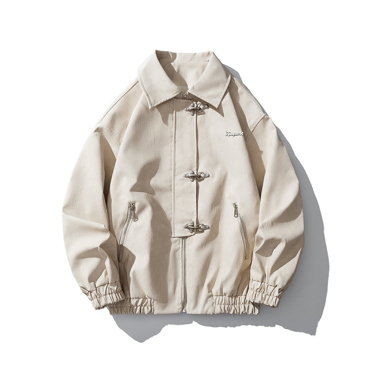 Men's Oversized Velour Jacket with Distinctive Metal Closures and Zipper Pockets Mune Fashion