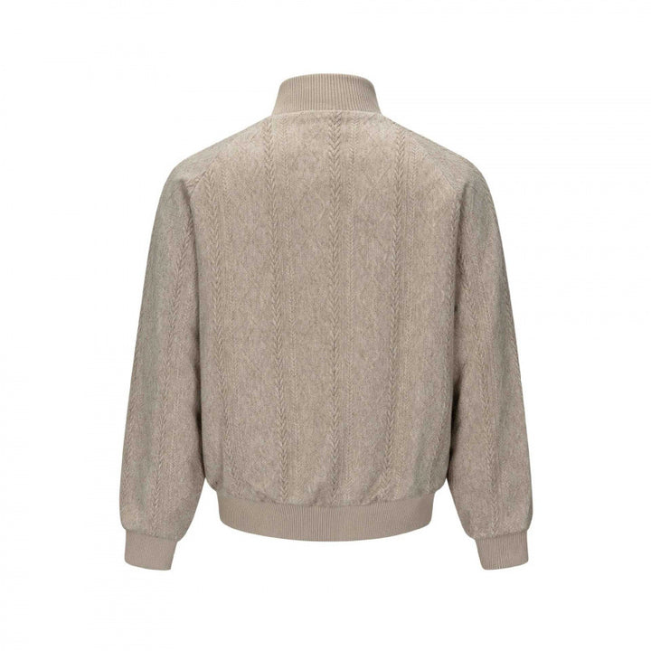 Men's knit bomber-style zip jacket with cable pattern and stand-up collar Mune Fashion