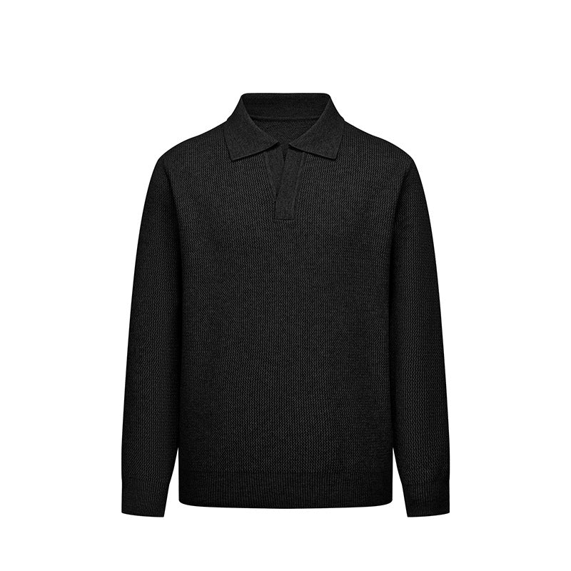 Men's Fashion Long Sleeve Knit Polo Mune Fashion