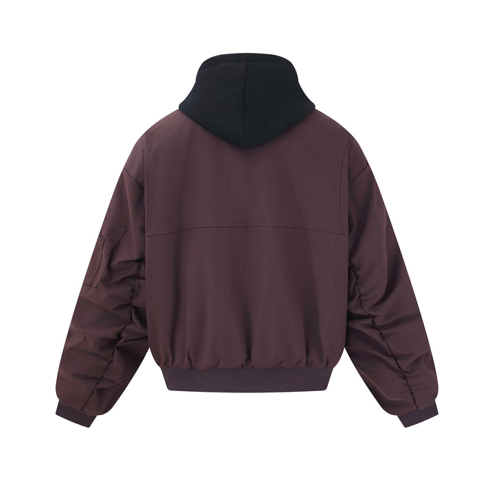 Men's short cut boxy hoodie bomber with hood insert and utility pockets Mune Fashion