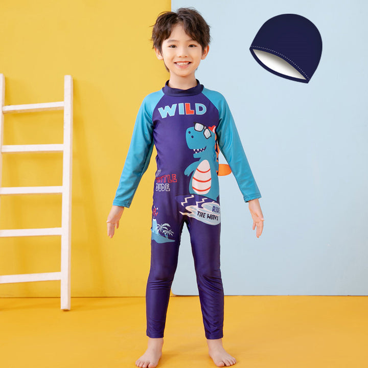 Boys UV protection swimsuit with long sleeves and cute dinosaur design Mune Fashion